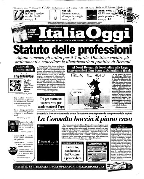 Italia oggi : quotidiano di economia finanza e politica